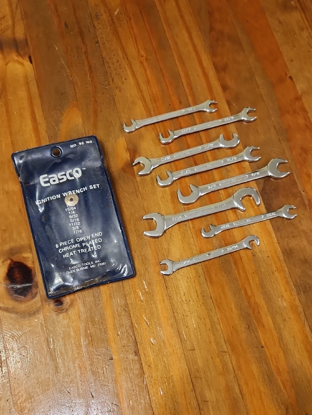 Easco 8 Piece SAE Open End Igniton Wrench Set #92160 - Picture 2 of 5